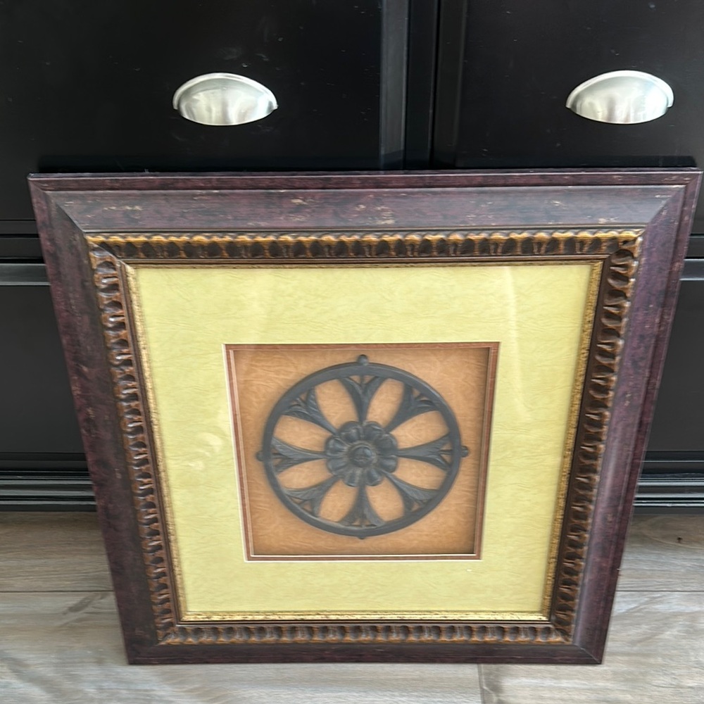 Kohl's Brown and Gold Picture Frame Art with Medallion Design